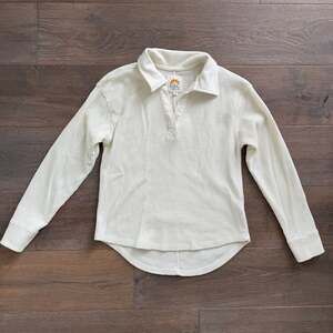 C&C California Women's Cream Waffle Knit Henley Long Sleeve Top Sz Sm